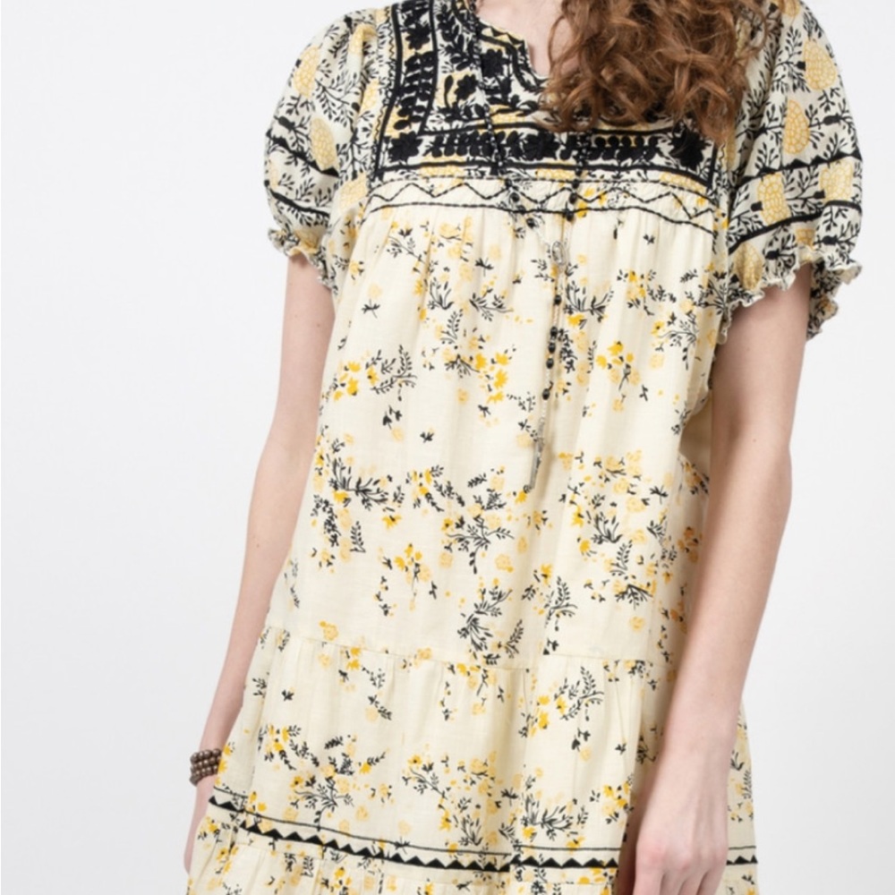 Floral Print Dress with Puff Sleeves